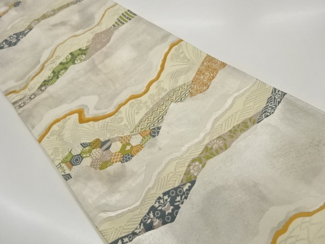 JAPANESE FUKURO OBI / WOVEN FLORAL PLANTS